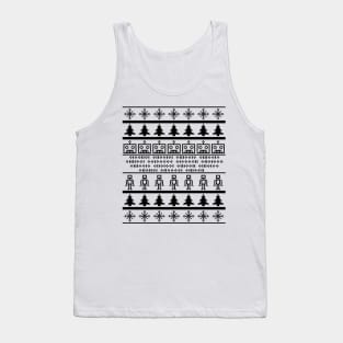 Ugly Pixel Robot Christmas Sweater - Black Tank Top